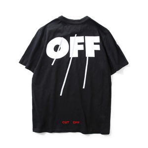 17新款off white cut off后背off图案印花竹节棉圆领t恤 情侣款