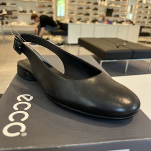 ECCO爱步女单鞋代购夏季包头平底低跟牛皮圆头浅口凉鞋安妮208073
