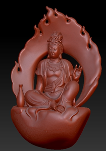 415观音精雕浮雕图 三维立体stl圆雕图 电脑雕刻玉雕图