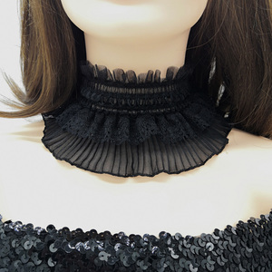 链脖子饰品黑色宽边蕾丝项项圈女颈带遮喉结颈部疤痕假领子围脖女