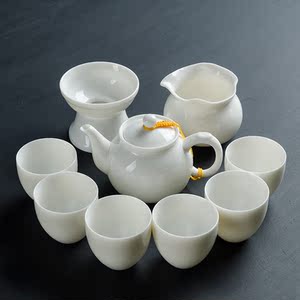 德化白瓷茶具套装家用功夫茶具陶瓷纯白色玉瓷茶壶茶杯简约礼盒装