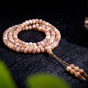 天然血料三花骆驼佛珠108颗长串藏式文玩骨头手链男女款带蝌蚪纹