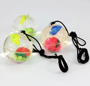 带绳子透明闪光水晶球挂绳发光弹力球跳跳球儿童玩具礼物批发