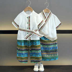女童傣族服装夏季民族风儿童裙子云南旅游度假套装可爱泰国拍照