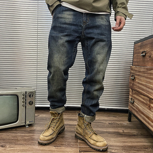 石头家做旧 水洗磨白 赤耳卷边牛仔裤 男士养牛超亏男款直筒长裤