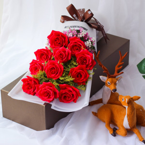 11朵红玫瑰礼盒  九江禧尚花店  九江鲜花速递免费配送