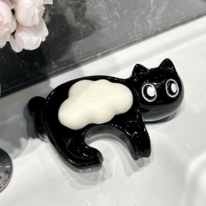可爱小猫咪香皂盒沥水肥皂收纳创意家用浴室卫生间装饰皂碟置物架
