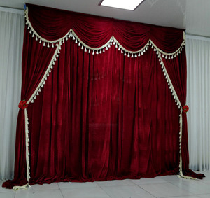 2021新款婚庆高档金丝绒天鹅绒舞台背景纱幔布幔幔头婚礼现场布置