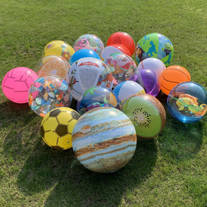 儿童卡通戏水球男女宝宝游泳池沙滩球成人大号透明海洋球充气玩具