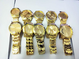 促销价时尚 男士礼品手表 时装表  石英韩版金色钢带生活防水