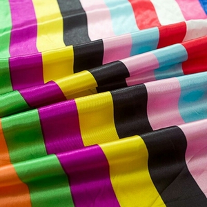 20新款彩虹条油丁料七彩条色丁贡缎布料演出服民族服装布料