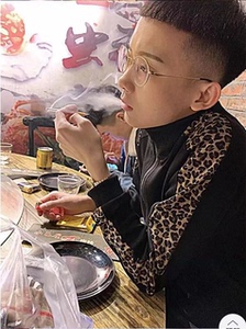 快手红人李牌牌同款豹纹拼接外套社会精神小伙修身立领学生夹克男
