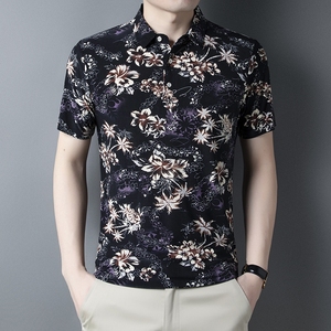 夏季植物花卉短袖t恤男装个性霸气古惑仔创意体恤半袖polo衫上衣