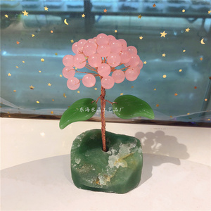 天然粉水晶树酒柜装饰品摆件家居客厅创意礼物家居工艺礼物品装饰