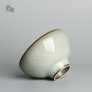 龙泉青瓷戴文辉功夫茶杯手工杯哥窑铁胎主人杯玻璃釉冰裂纹品茗杯