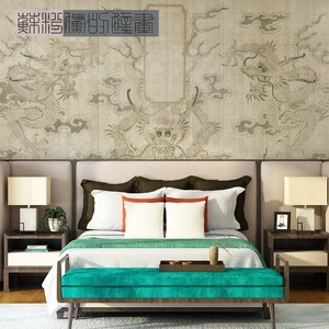 苏粉黛的壁画 龙图 中国风宫廷龙纹客厅卧室新中式复古背景墙壁纸