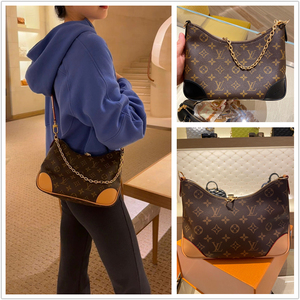 lv/路易威登女包boulogne链条腋下包单肩斜跨包老花牛角包m45832