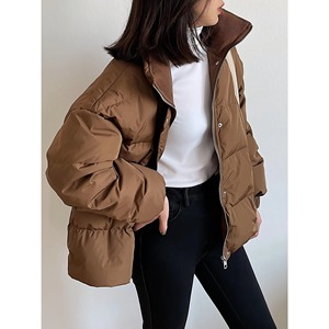 奥莉酱alborn 90白鸭绒羽绒服2021冬休闲短款保暖立领羽绒外套女