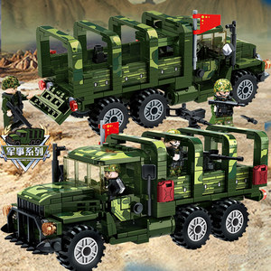 乐高积木军事人仔运兵车模型东风卡车moc运输车男孩6益智玩具礼物