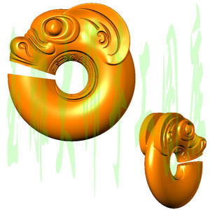 stl图立体图圆雕图玉猪龙6兽双面平安扣三维雕刻图3d模型数据图