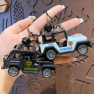 创意合金吉普回力警车模型钥匙扣挂件创意汽车包包钥匙链礼品饰品