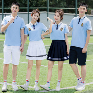 初中生高中生夏装班服套装男女生合唱服蓝色t恤运动会小学生校服
