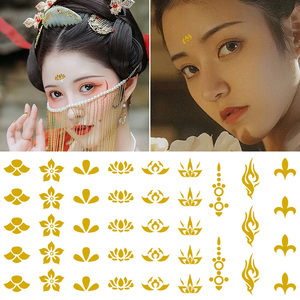 古典烫金色银色花细眉心贴古装汉服配饰防水女孩额头纹身贴纸花钿