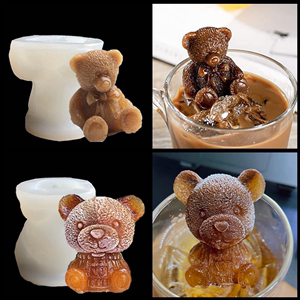 网红小熊冰块模具硅胶冰熊磨具立体创意冰冻咖啡奶茶巧克力冰雕