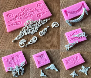 多款花边造型翻糖蛋糕硅胶模具 蕾丝花边装饰模具烘焙工具