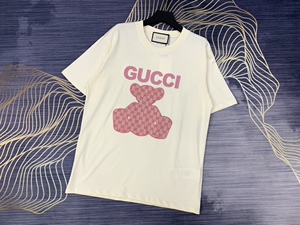 gucci/古驰 夏季新款男女情侣休闲圆领t恤小熊刺绣宽松短袖上衣