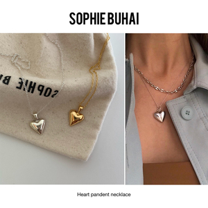 halus 现货 Sophie buhai 爱心银饰欧美手工吊坠项链金银heart