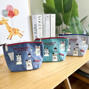 布艺化妆包 女士收纳包 小尺寸包 中包 卡通笔袋 出口日本 萌猫