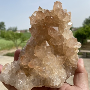 天然赞比亚红隐山水晶簇骨干原石 重685克