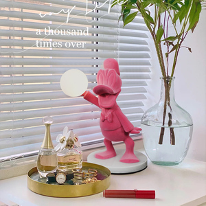 可爱粉色唐老鸭小台灯网红卡通米奇桌面摆件装饰台灯氛围灯小夜灯