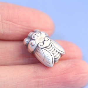 s999足银3d硬银夏蝉一鸣惊人转运珠隔珠手工diy串珠手绳手链银饰