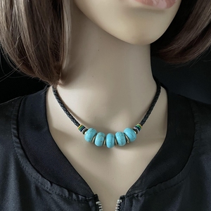 项链女夏2021年新款绿松石锁骨链复古民族风遮疤痕饰品不掉色遮疤