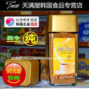 天满屋食品  韩国进口maxi麦馨瓶装摩卡纯咖啡175g黄色速溶瓶