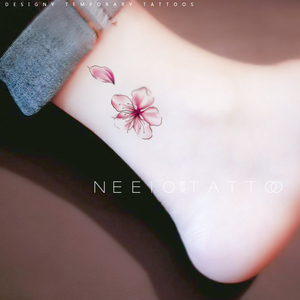 neeio纹身贴 桃花花瓣雨 粉色仙女彩绘小清新 脚踝锁骨 防水持久