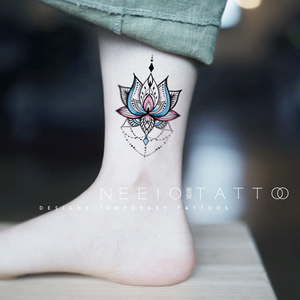 76cull123淘宝水墨中国古风莲花荷花贴 性感锁骨背花朵纹身贴防水遮