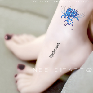 neeio原创纹身贴 红色蓝色彼岸花 性感脚踝曼珠沙华 防水持久女