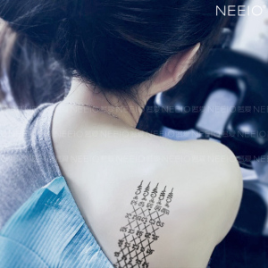neeio纹身贴钻石五条经 个性时尚水转印贴纸简单黑色刺青防水男女
