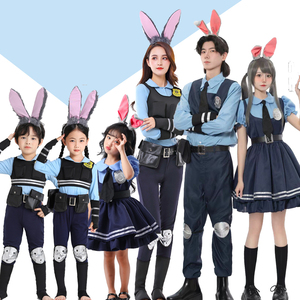 万圣节服装朱迪警官兔子漫展装成人儿童亲子连衣裙套装服兔子耳朵