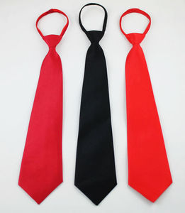 男士女士演出活动用拉链式领带红色黑色纯色便于穿戴简便懒人领带