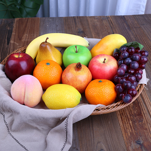 加重高档超仿真水果模型假水果道具香蕉葡萄蛇果杨桃石榴梨子摆件