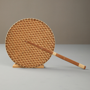 精编竹编扇子中式立体花纹团扇麈尾扇南宋腰扇青篦扇蒲扇汉服非遗