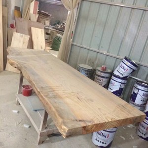 松木板定制实木整张2米长方形办公桌面板榆木板餐桌吧台面板 桌板