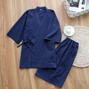 夏季汉服式男士睡衣古代中国风寝衣棉麻宽松胖人短袖短裤家居服