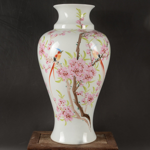 7501瓷手绘粉彩喜鹊登梅梅瓶花瓶景德镇老货陶瓷精品古玩古董收藏
