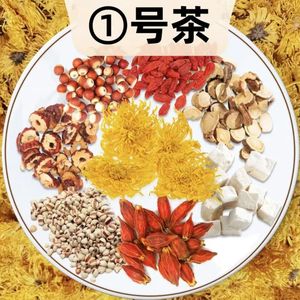 1号茶：茯苓+栀子+红枣+枸杞+芡实+薏米+菊花+甘草10g/包 清湿