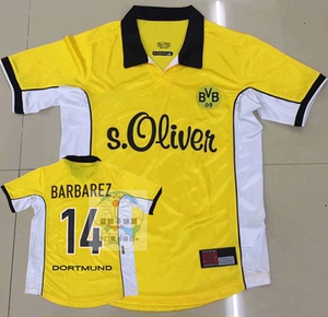 98-99多特蒙德复古球衣巴巴雷兹  穆勒  里肯 怀旧经典复刻足球服